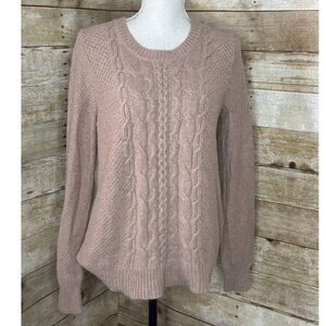 MERONA TAN CASUAL CLASSIC EVERYDAY COTTAGE CORE ROUND NECK KNIT SWEATER SIZE XL